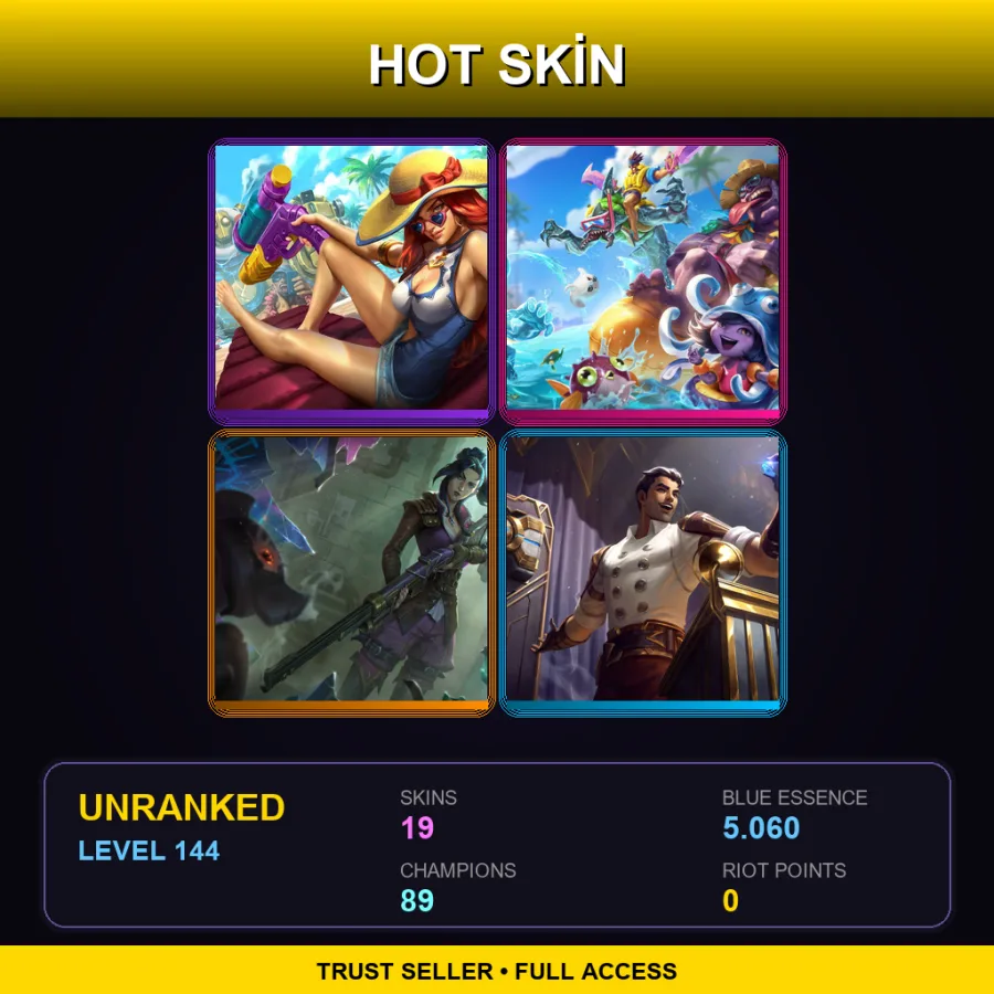 VN | Lv144 | Unranked | 19 Skin | 89 Champ