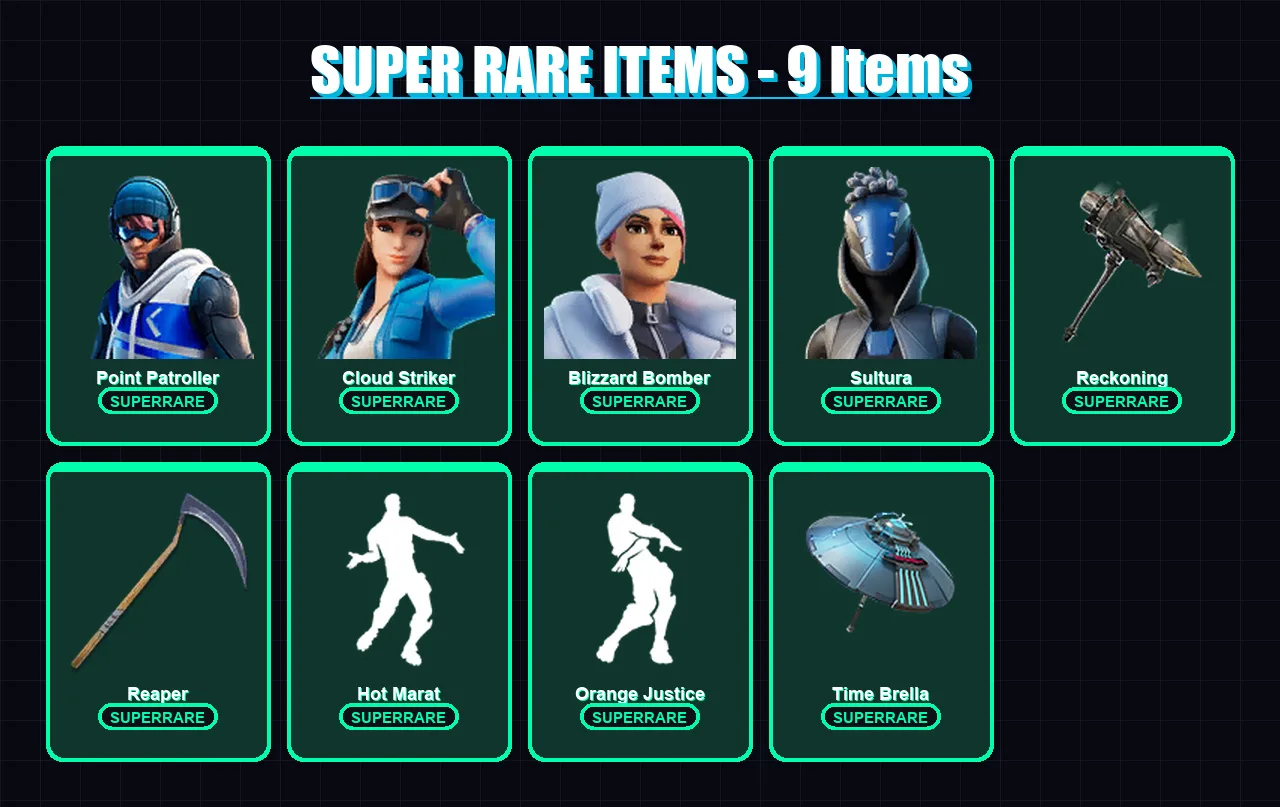 [PC/XBOX/PSN] | Point Patroller | Cloud Striker | Blizzard Bomber | Sultura | Zenith | 169 skin | 195 pickaxe | 136 emote | 152 glider | Lv2322