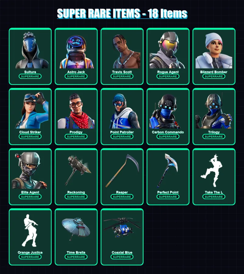 [PC/XBOX] | Sultura | Astro Jack | Travis Scott | Rogue Agent | Blizzard Bomber | 145 skin | 177 pickaxe | 147 emote | 144 glider | Lv2049