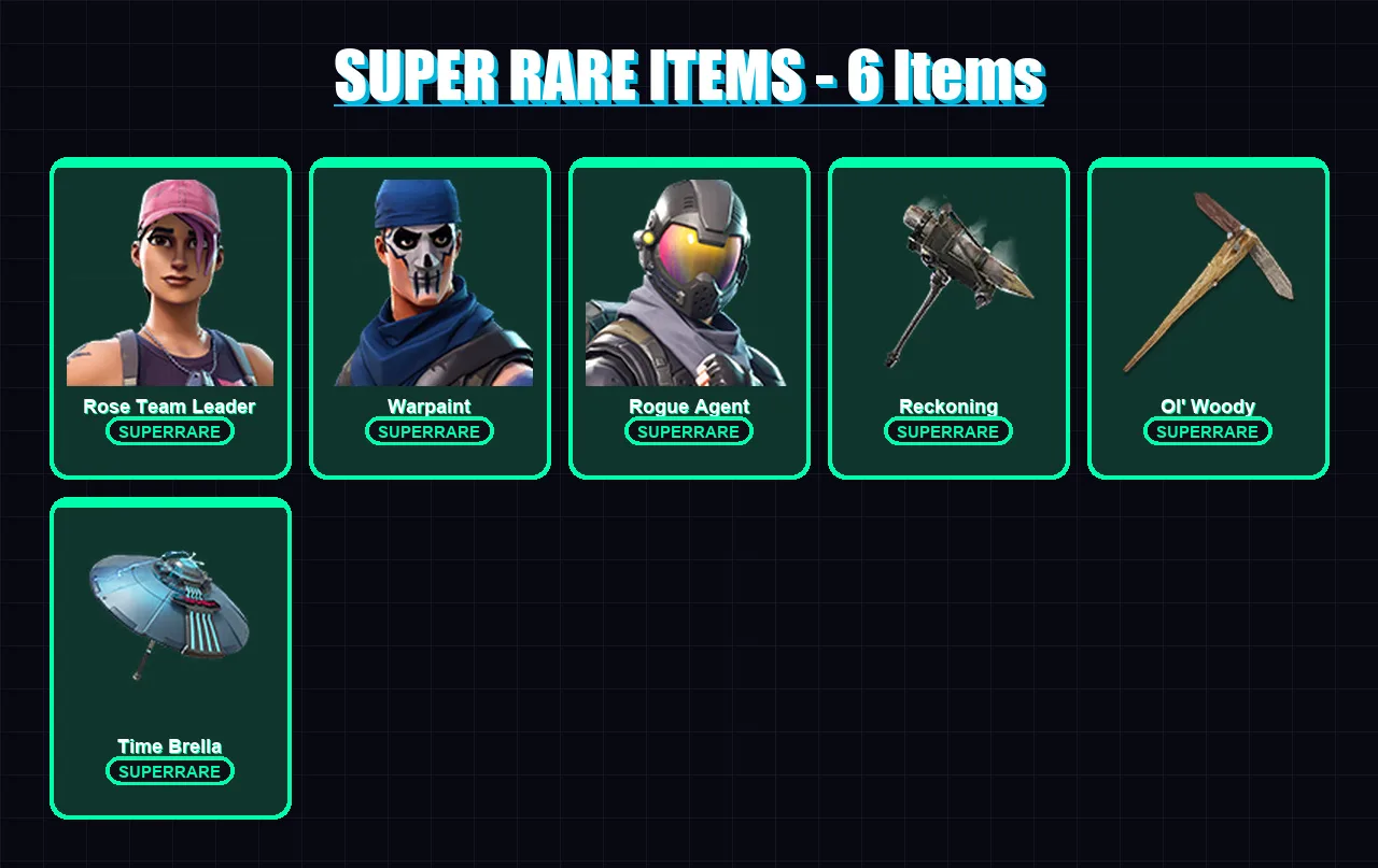 [PC/PSN] | Rose Team Leader | Warpaint | Rogue Agent | Son Goku | Mandalorian | 52 skin | 54 pickaxe | 37 emote | 55 glider | Lv605
