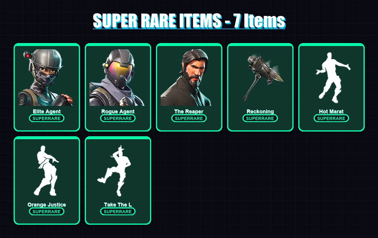 [PS4/PS5/PC] | Elite Agent | Rogue Agent | The Reaper | Mandalorian | Ragnarok | 104 skin | 73 pickaxe | 86 emote | 83 glider | Lv1392