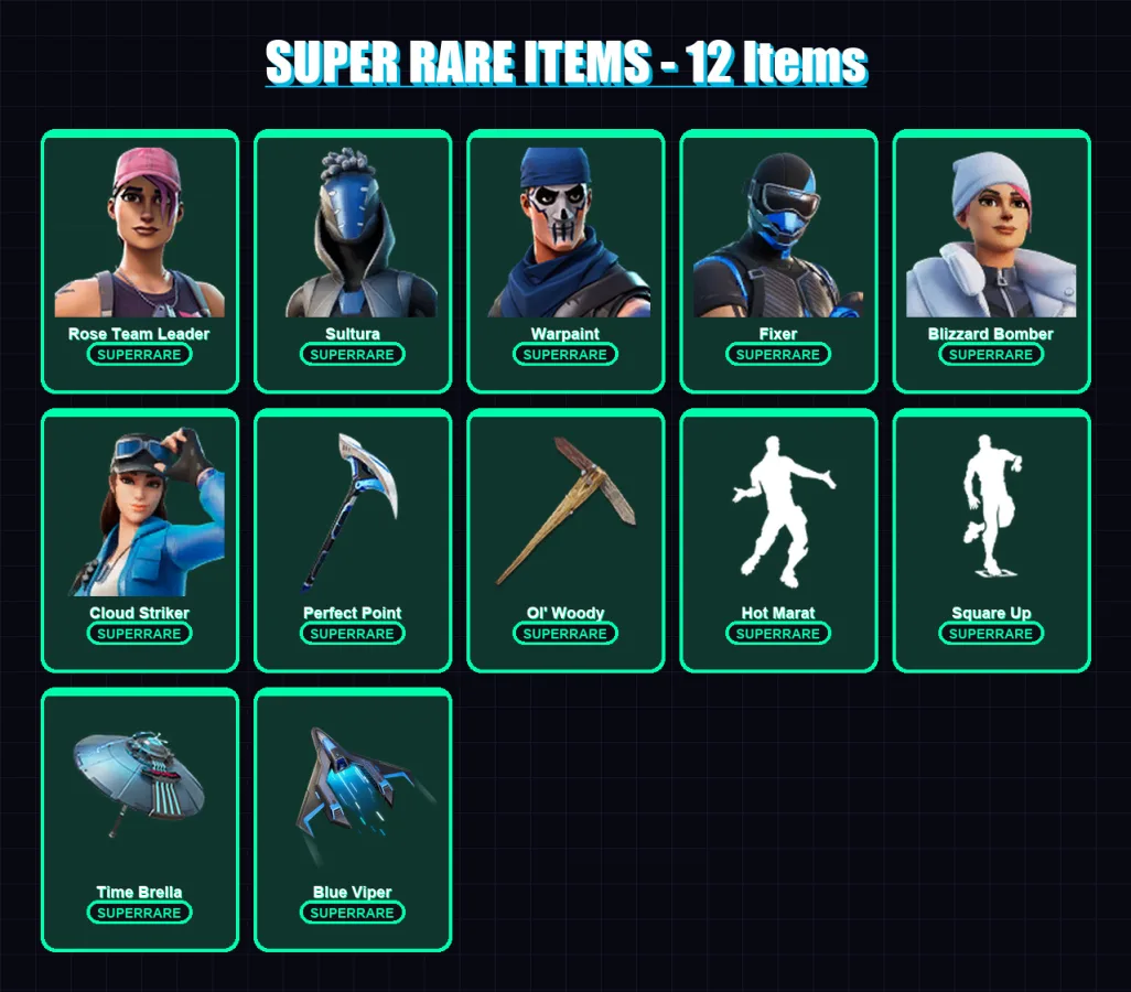 [PS4/PS5/XBOX/PC] | Rose Team Leader | Sultura | Warpaint | Fixer | Blizzard Bomber | 71 skin | 122 pickaxe | 109 emote | 117 glider | Lv1657 — Fortnite account
