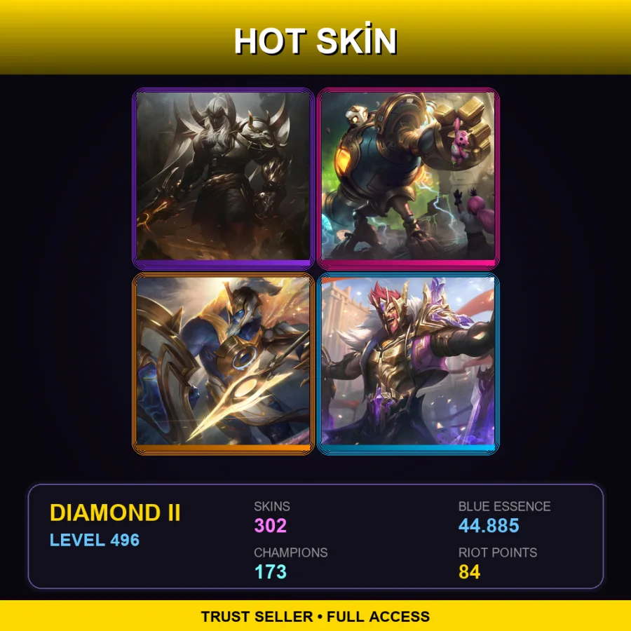 TR | Lv496 | Diamond II | 302 Skin | 173 Champ — Butcher Olaf