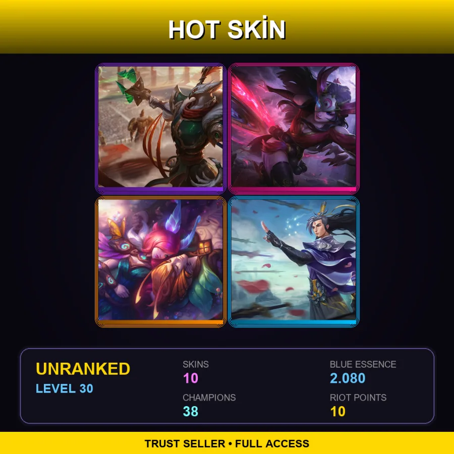 EUNE | Lv30 | Unranked | 10 Skin | 38 Champ