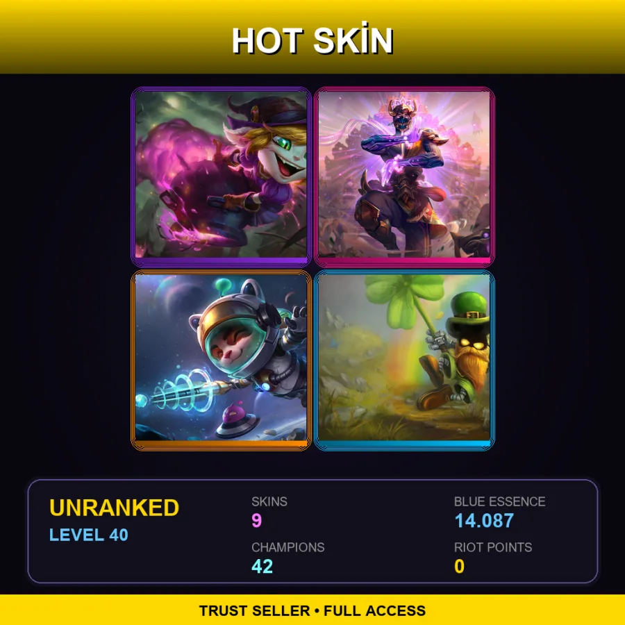 LAN | Lv40 | Unranked | 9 Skin | 42 Champ — LoL account