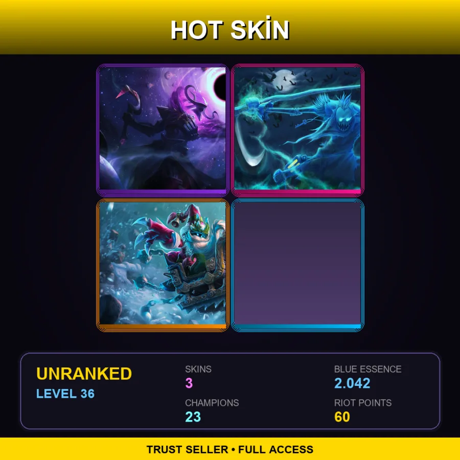 NA | Lv36 | Unranked | 3 Skin | 23 Champ — LoL account