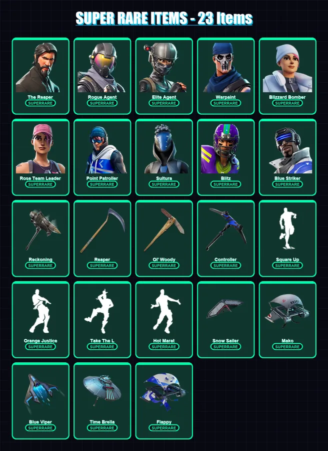 [PS4/PS5/PC] | The Reaper | Rogue Agent | Elite Agent | Warpaint | Blizzard Bomber | 127 skin | 123 pickaxe | 135 emote | 115 glider | Lv1622