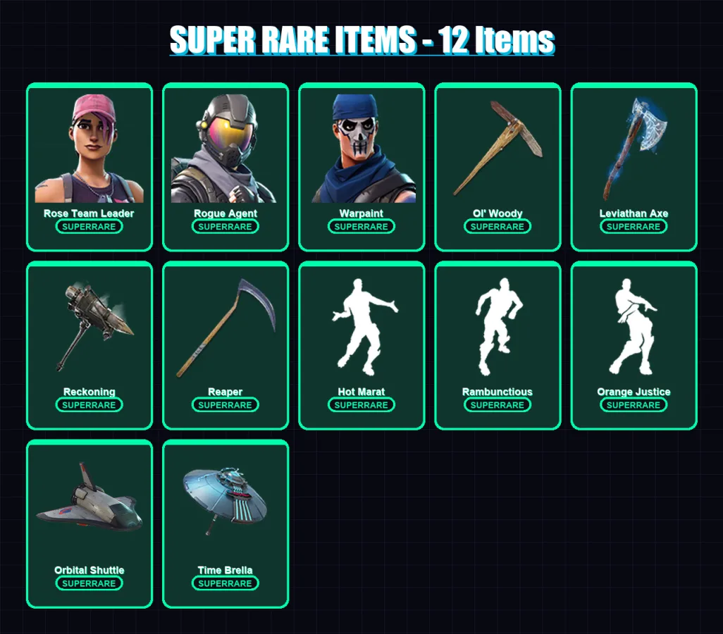 [PC/XBOX/PSN] | Rose Team Leader | Rogue Agent | Warpaint | Zenith | Dark Vanguard | 138 skin | 141 pickaxe | 132 emote | 119 glider | Lv1683