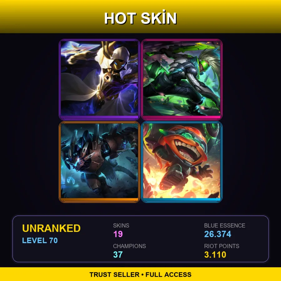 EUW | Lv70 | Unranked | 19 Skin | 37 Champ