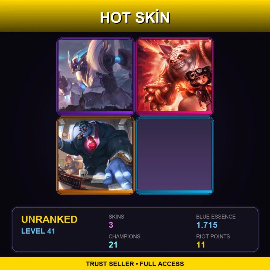 EUW | Lv41 | Unranked | 3 Skin | 21 Champ