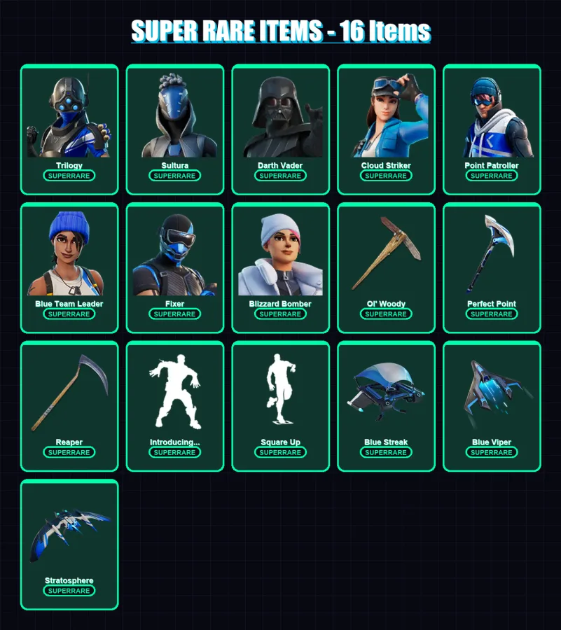 [PC/XBOX] | Trilogy | Sultura | Darth Vader | Cloud Striker | Point Patroller | 137 skin | 145 pickaxe | 100 emote | 119 glider | Lv1815