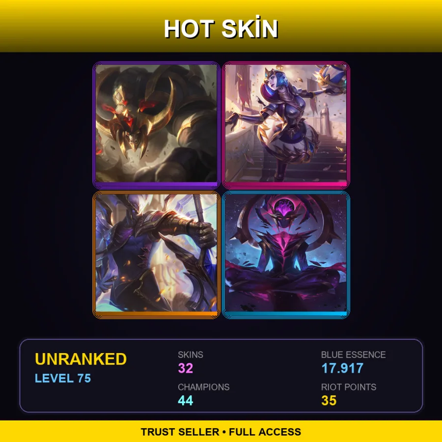 SG | Lv75 | Unranked | 32 Skin | 44 Champ — LoL account