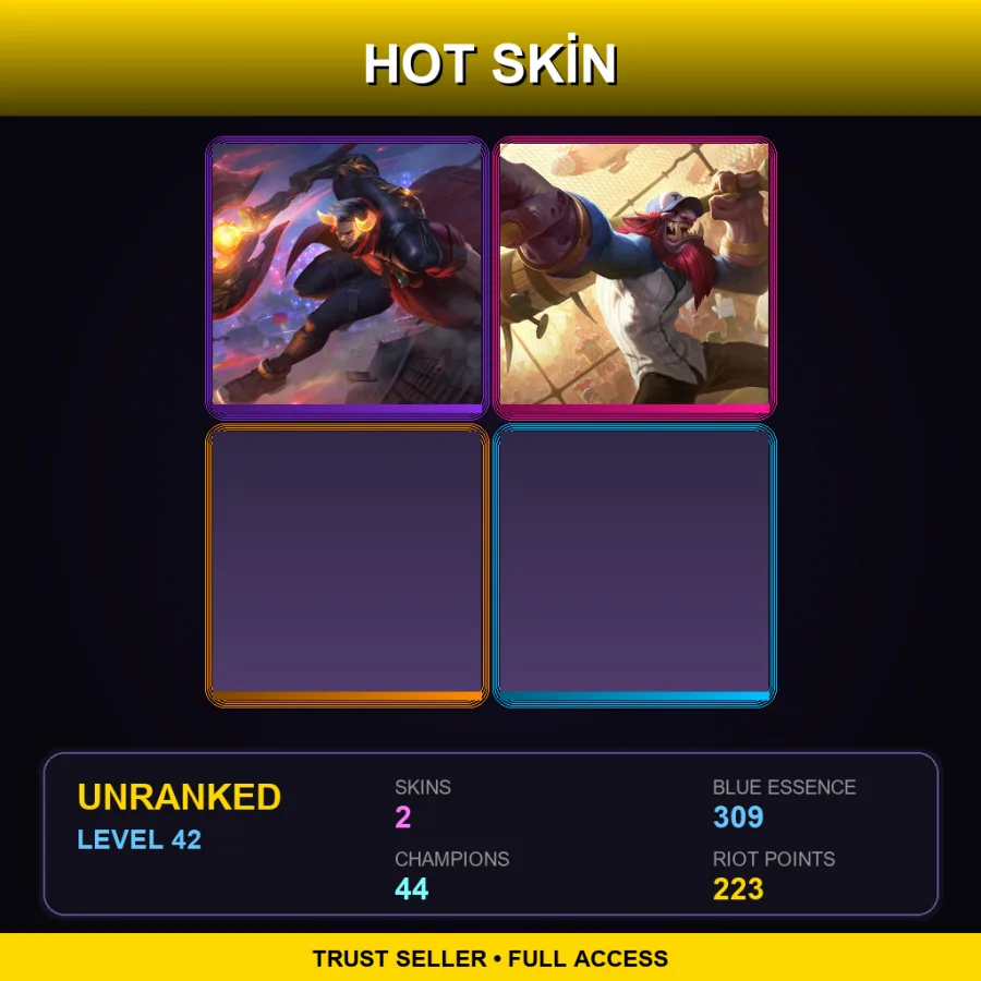 OCE | Lv42 | Unranked | 2 Skin | 44 Champ — LoL account