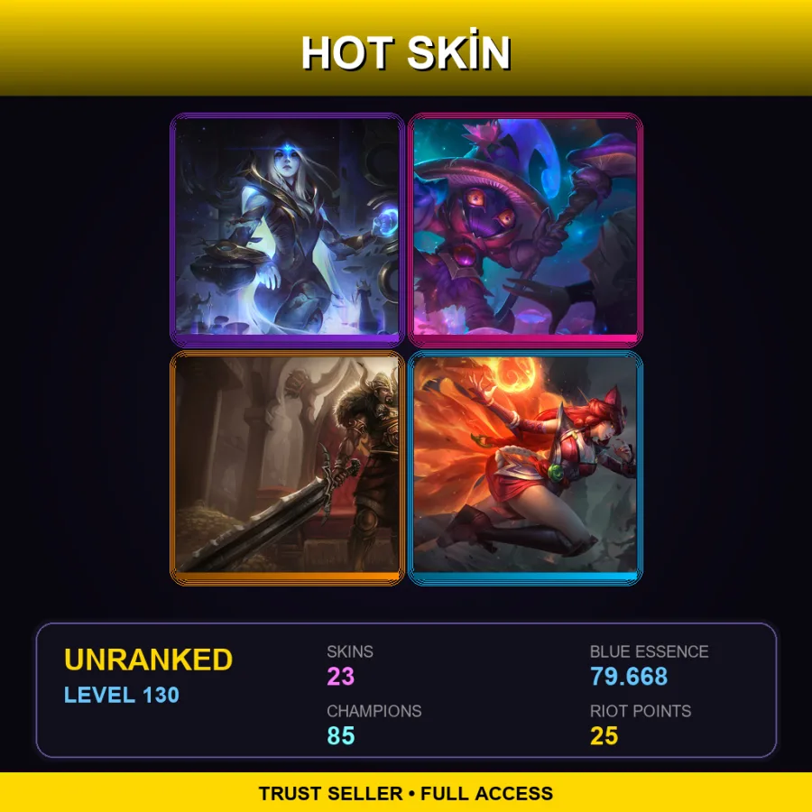 EUNE | Lv130 | Unranked | 23 Skin | 85 Champ