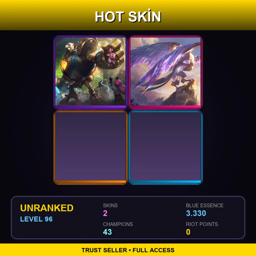 LAN | Lv96 | Unranked | 2 Skin | 43 Champ — LoL account