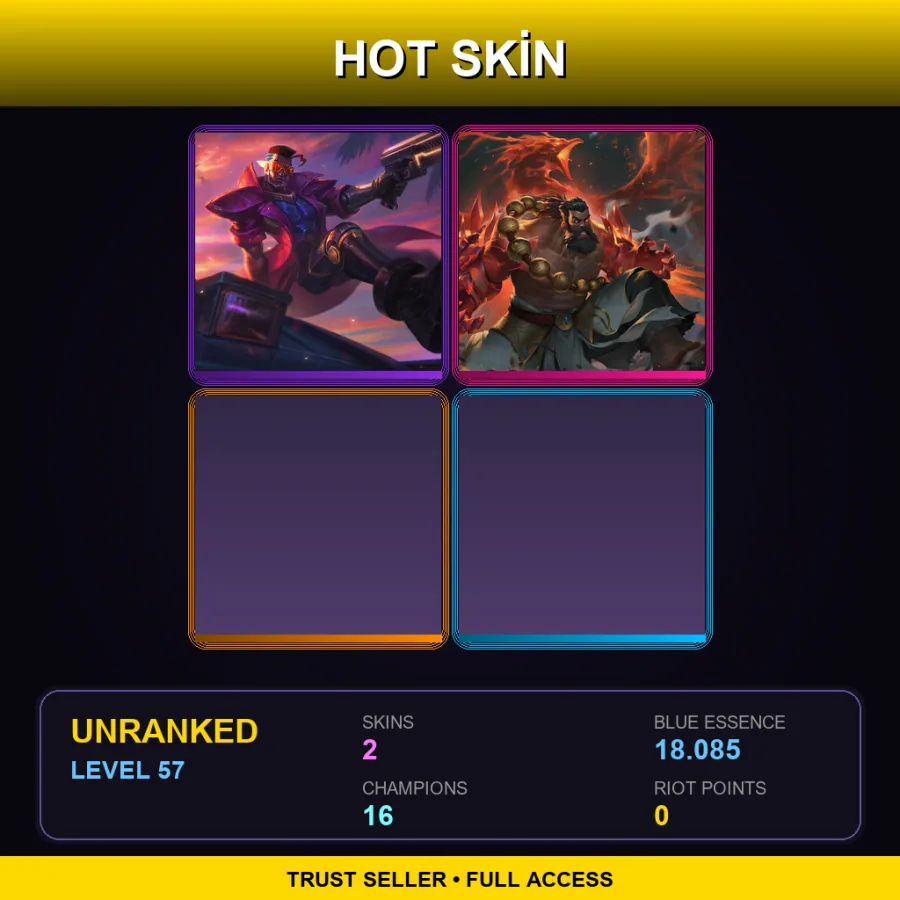 EUW | Lv57 | Unranked | 2 Skin | 16 Champ — LoL account