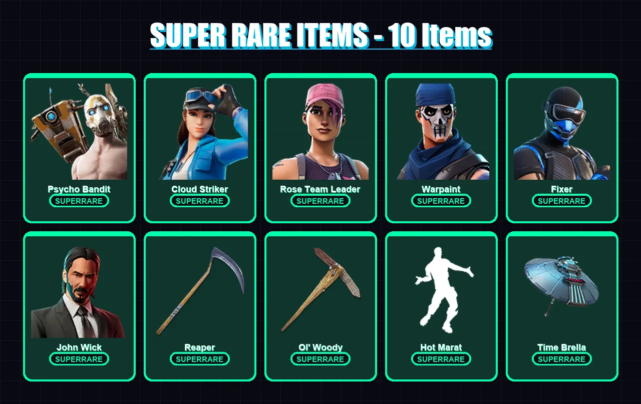 [PS4/PS5/PC] | Psycho Bandit | Cloud Striker | Rose Team Leader | Warpaint | Fixer | 281 skin | 308 pickaxe | 240 emote | 220 glider | Lv3374 — Fortnite account