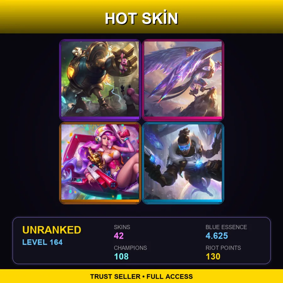 ME | Lv164 | Unranked | 42 Skin | 108 Champ — LoL account
