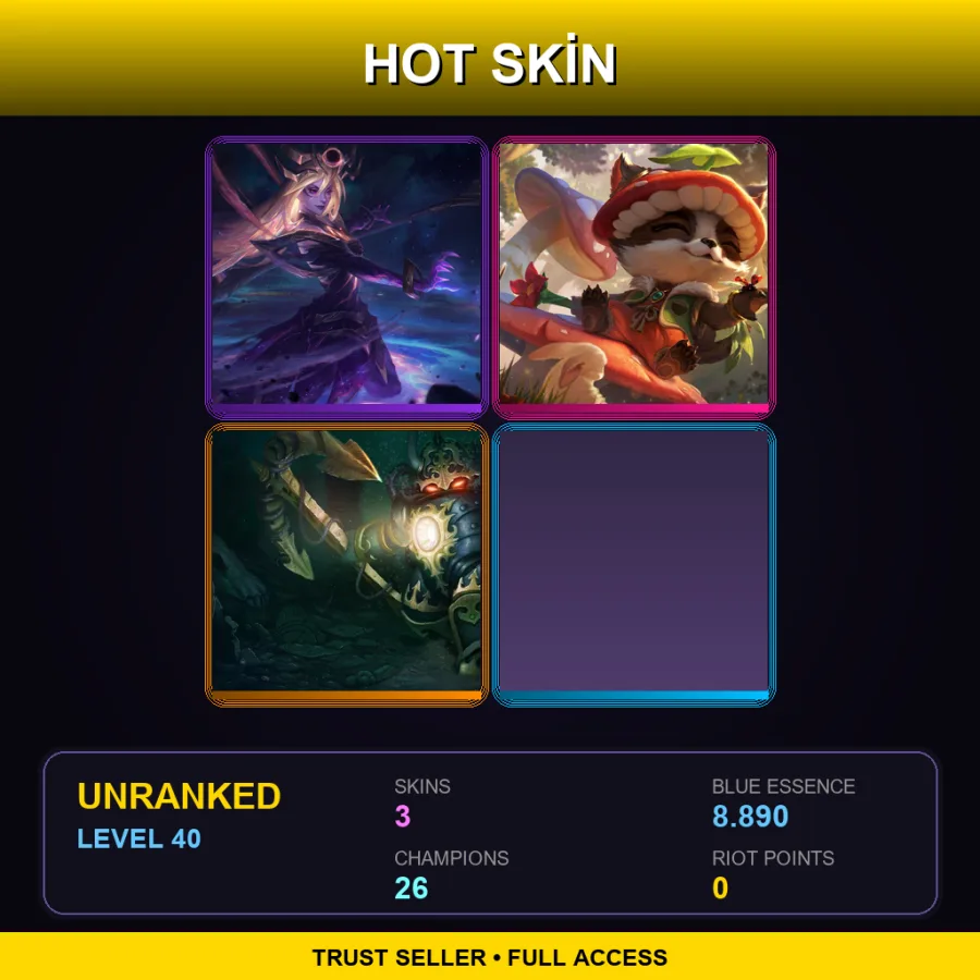 RU | Lv40 | Unranked | 3 Skin | 26 Champ — LoL account