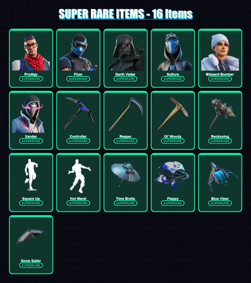 [PC/XBOX/PSN] | Prodigy | Fixer | Darth Vader | Sultura | Blizzard Bomber | 368 skin | 367 pickaxe | 383 emote | 252 glider | Lv4933