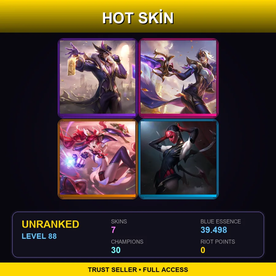 ME | Lv88 | Unranked | 7 Skin | 30 Champ — LoL account