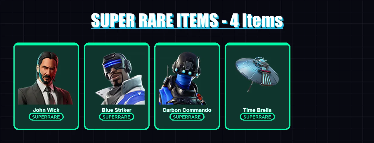 [PS4/PS5/PC] | John Wick | Blue Striker | Carbon Commando | Son Goku | Valeria | 52 skin | 58 pickaxe | 61 emote | 42 glider | Lv794