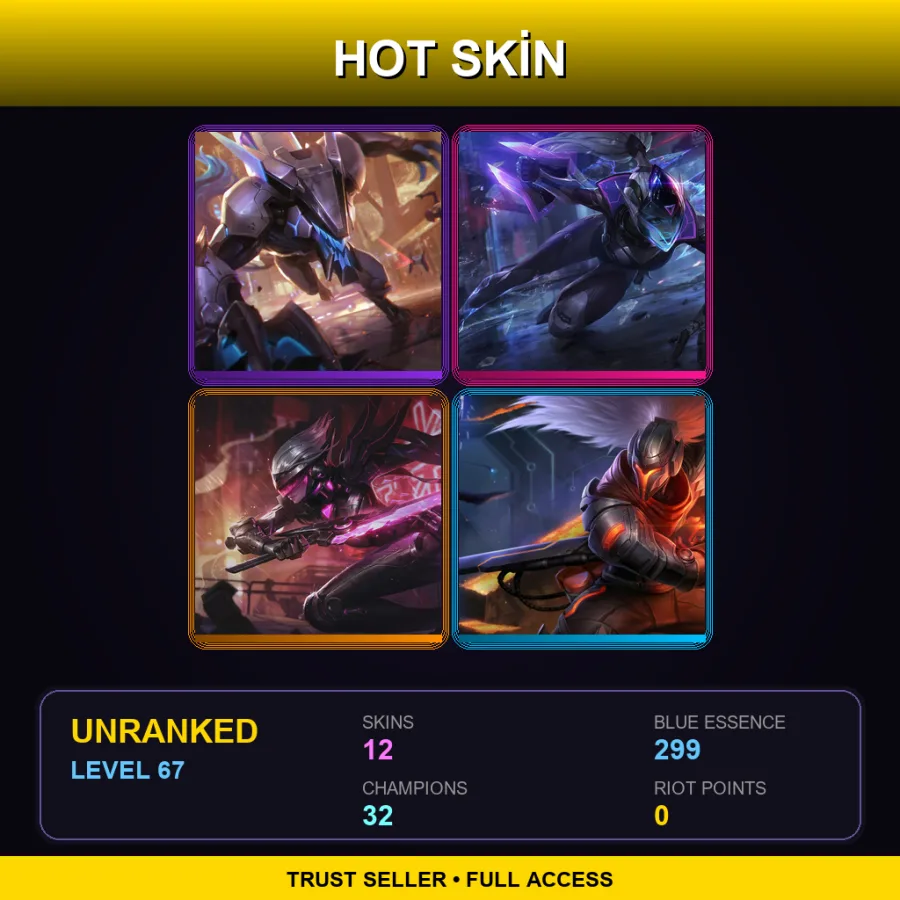 EUW | Lv67 | Unranked | 12 Skin | 32 Champ