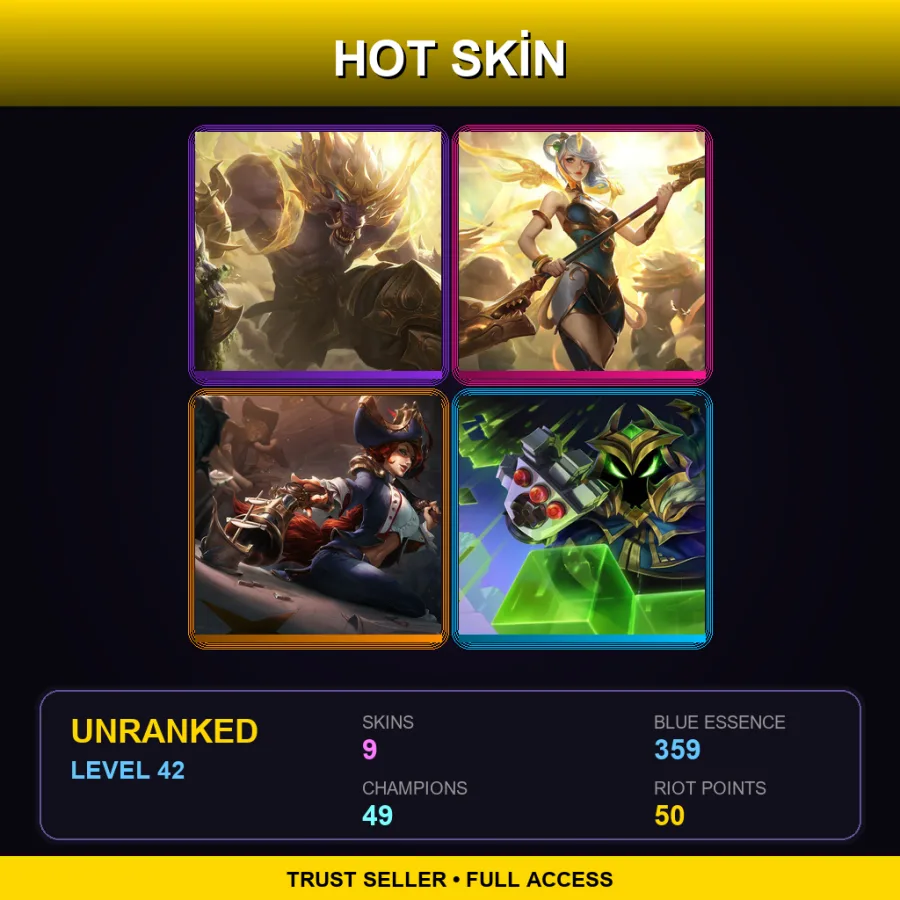 EUNE | Lunar Guardian Warwick | Lunar Empress Lux | Waterloo Miss Fortune | Final Boss Veigar | 9 Skin | 49 Champ | Lv42