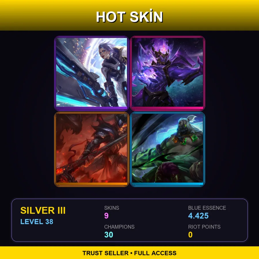EUW | Lv38 | Silver III | 9 Skin | 30 Champ