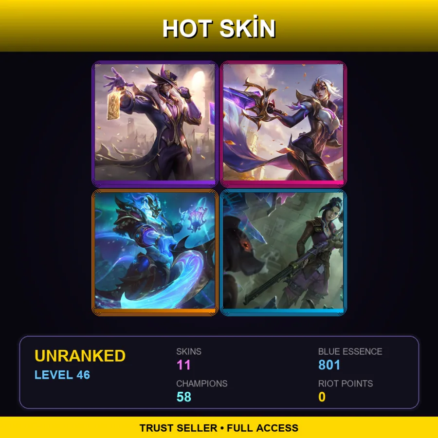 EUW | Lv46 | Unranked | 11 Skin | 58 Champ — LoL account