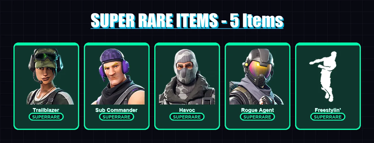 [PC/XBOX/PSN] | Trailblazer | Sub Commander | Havoc | Rogue Agent | Carbide | 9 skin | 4 pickaxe | 6 emote | 3 glider | Lv57