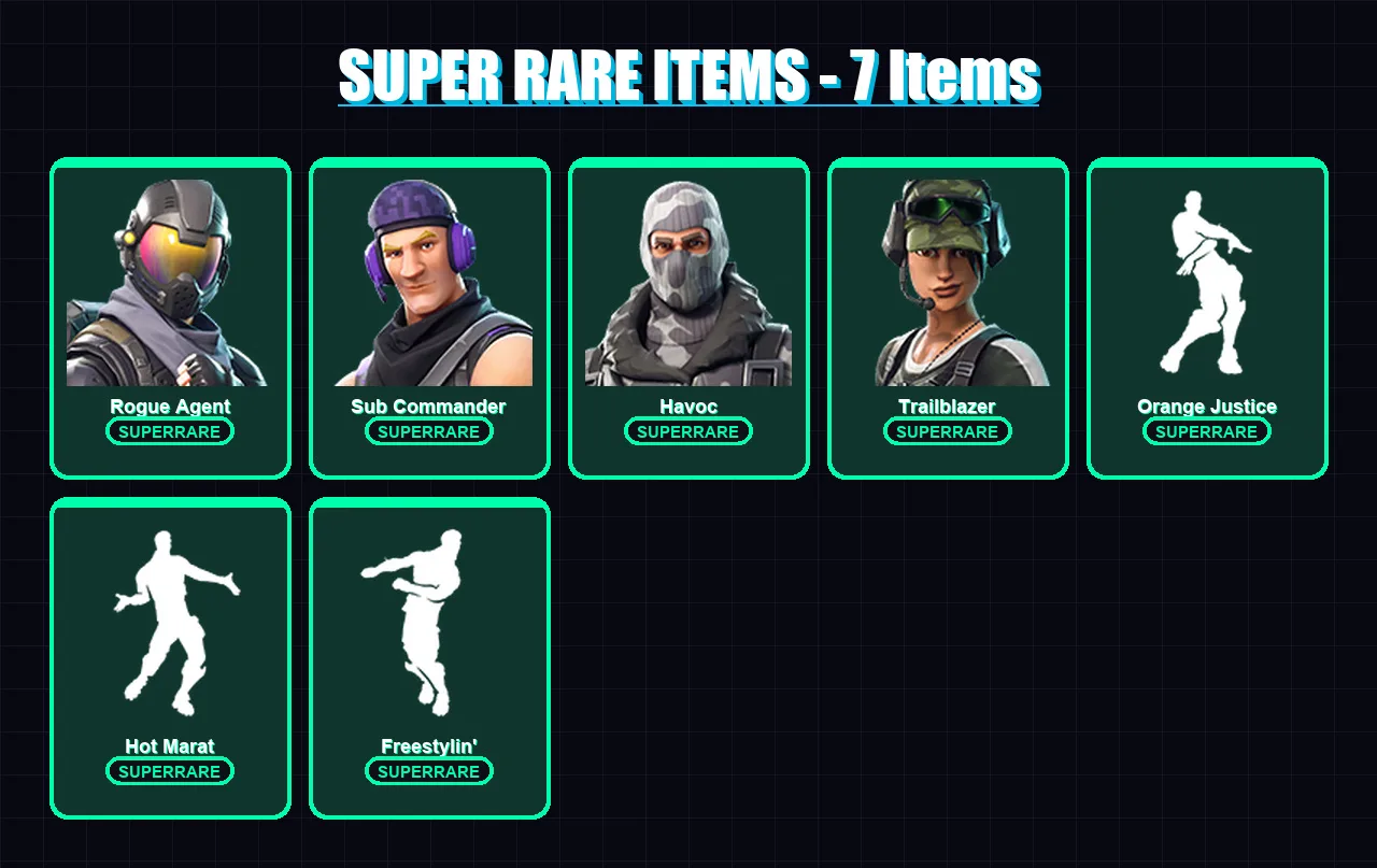 [PC/PSN] | Rogue Agent | Sub Commander | Havoc | Trailblazer | Omega | 35 skin | 54 pickaxe | 49 emote | 47 glider | Lv636
