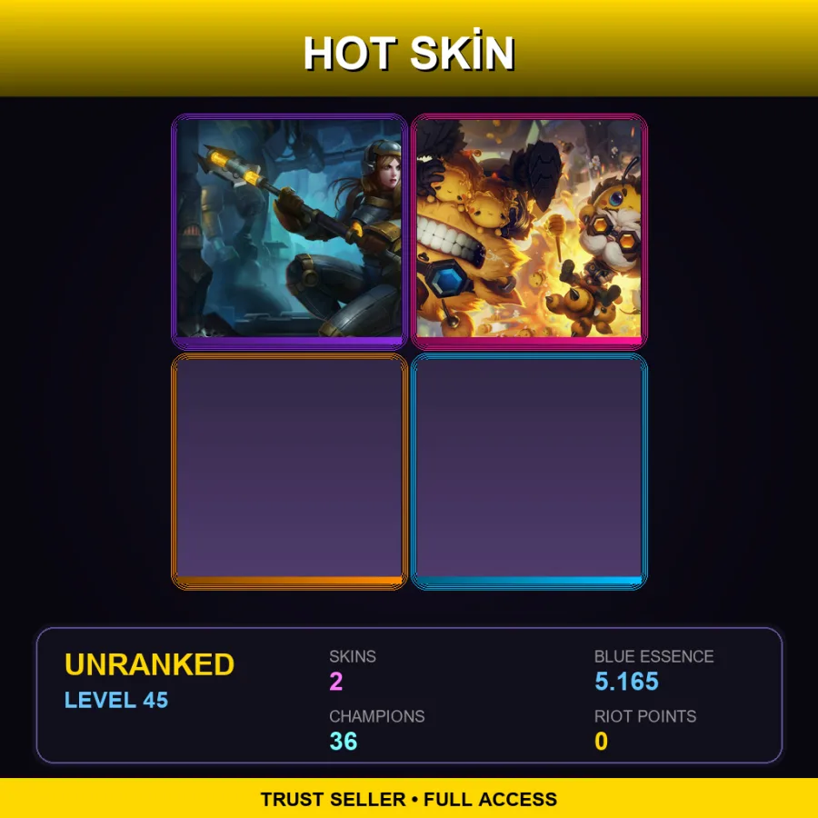 VN | Lv45 | Unranked | 2 Skin | 36 Champ