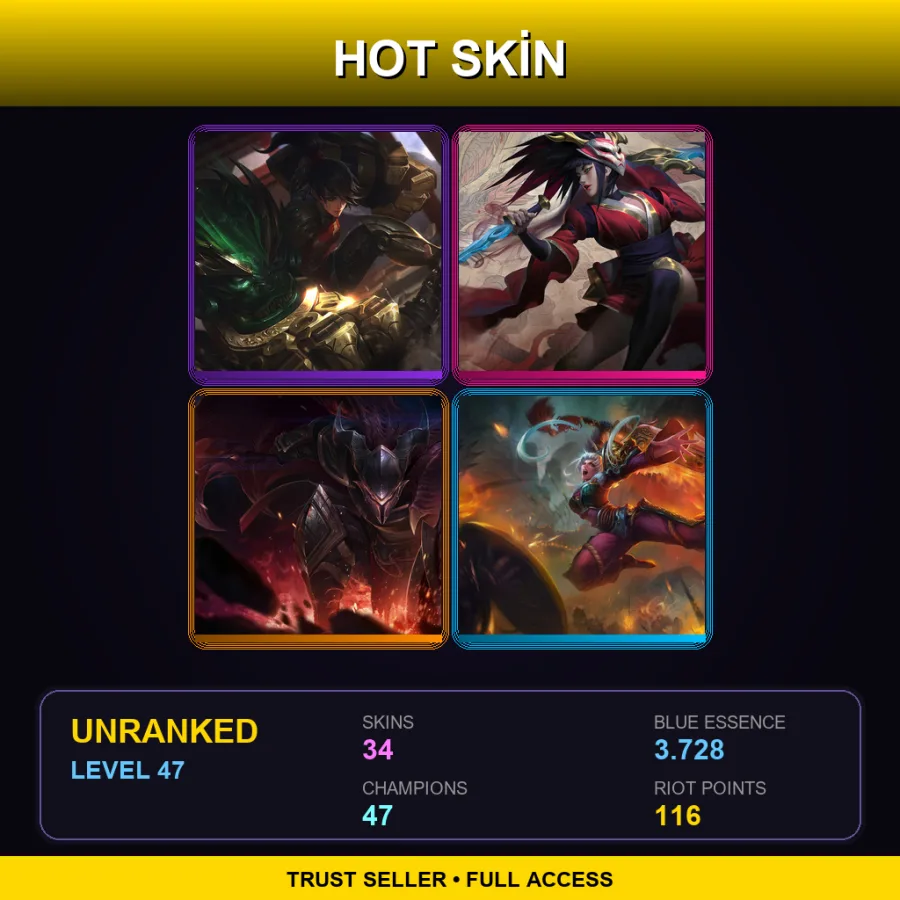 EUNE | Lv47 | Unranked | 34 Skin | 47 Champ