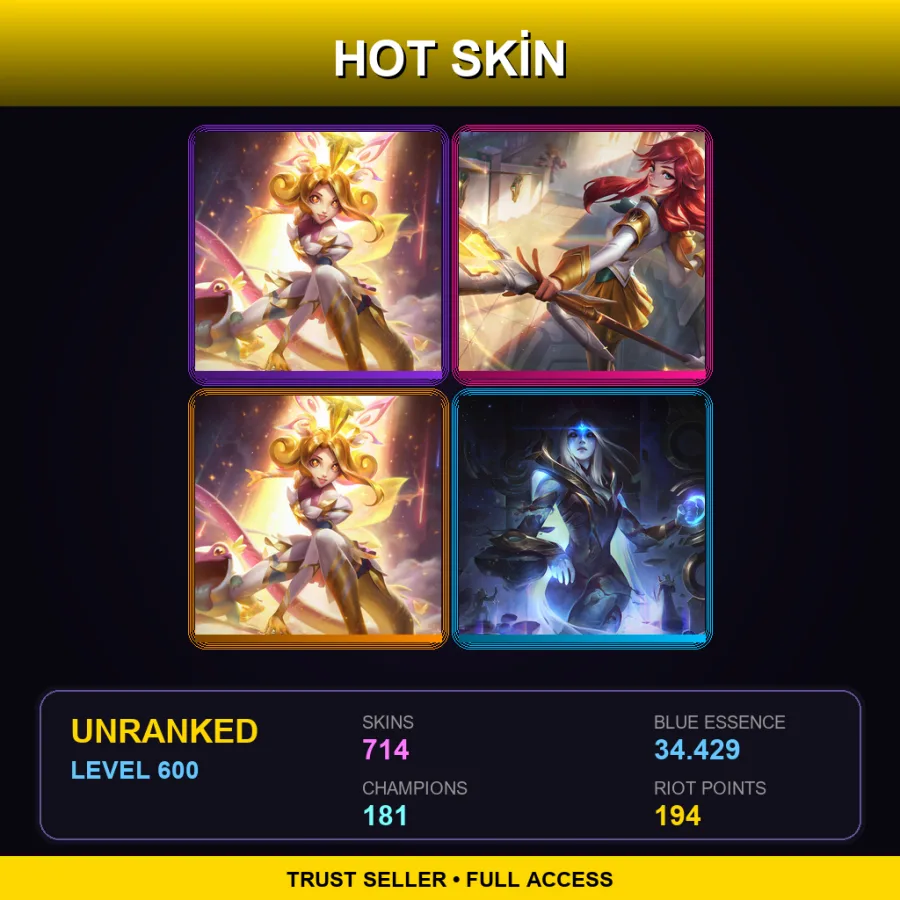 TW | Lv600 | Unranked | 714 Skin | 181 Champ — Garen Skin 43