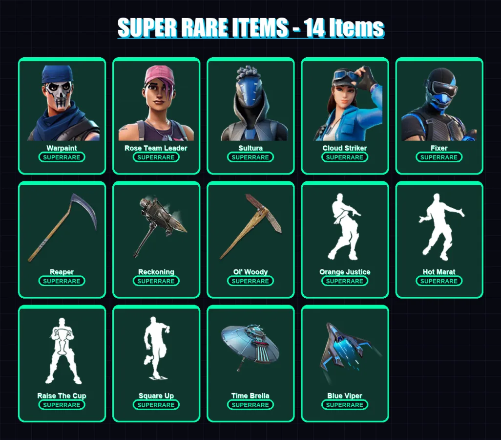 [PC/XBOX] | Warpaint | Rose Team Leader | Sultura | Cloud Striker | Fixer | 109 skin | 125 pickaxe | 92 emote | 99 glider | Lv1192 — Fortnite account