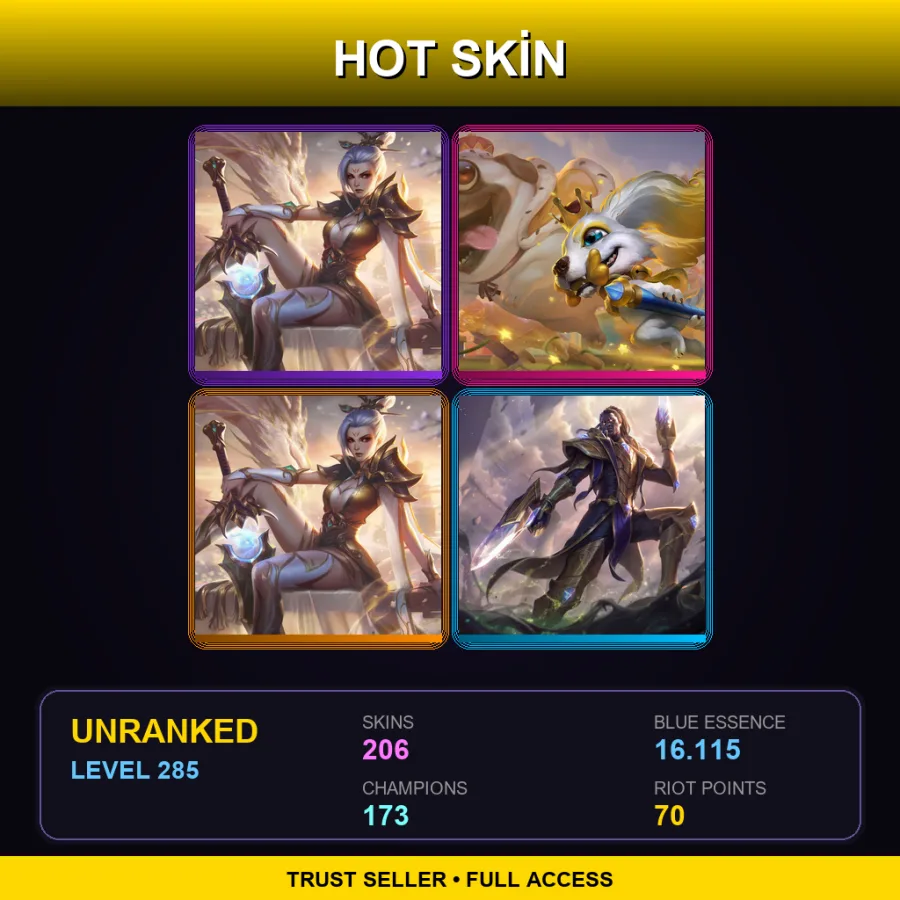 EUW | Lv285 | Unranked | 206 Skin | 173 Champ