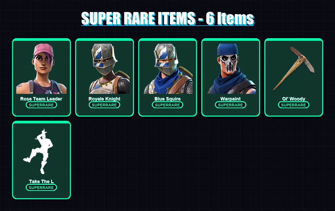 [PC/PSN] | Rose Team Leader | Royale Knight | Blue Squire | Warpaint | Cuddle Team Leader | 13 skin | 17 pickaxe | 16 emote | 15 glider | Lv172