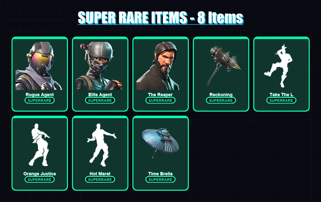 [PC/XBOX] | Rogue Agent | Elite Agent | The Reaper | Ronin | Dynamo Dancer | 104 skin | 127 pickaxe | 108 emote | 119 glider | Lv2479