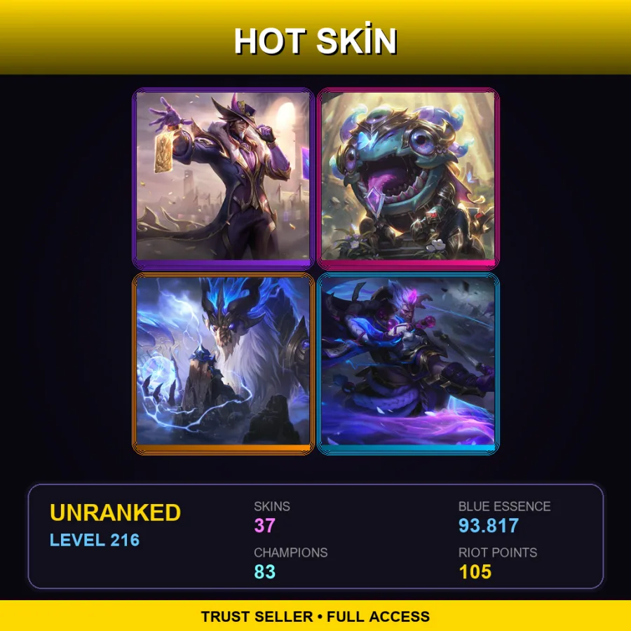 EUW | Lv216 | Unranked | 37 Skin | 83 Champ — Pickpocket Twitch