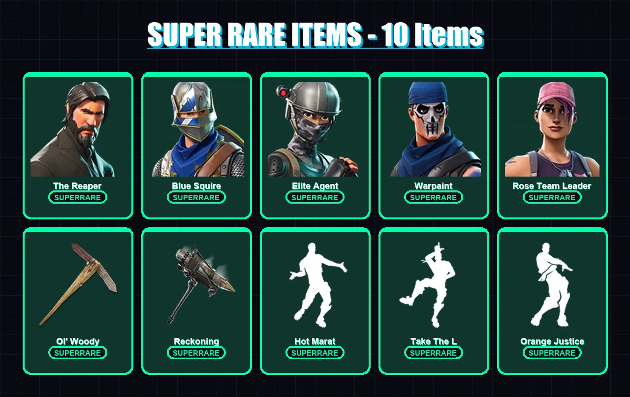 [PC/XBOX/PSN] | The Reaper | Blue Squire | Elite Agent | Warpaint | Rose Team Leader | 67 skin | 44 pickaxe | 75 emote | 49 glider | Lv383