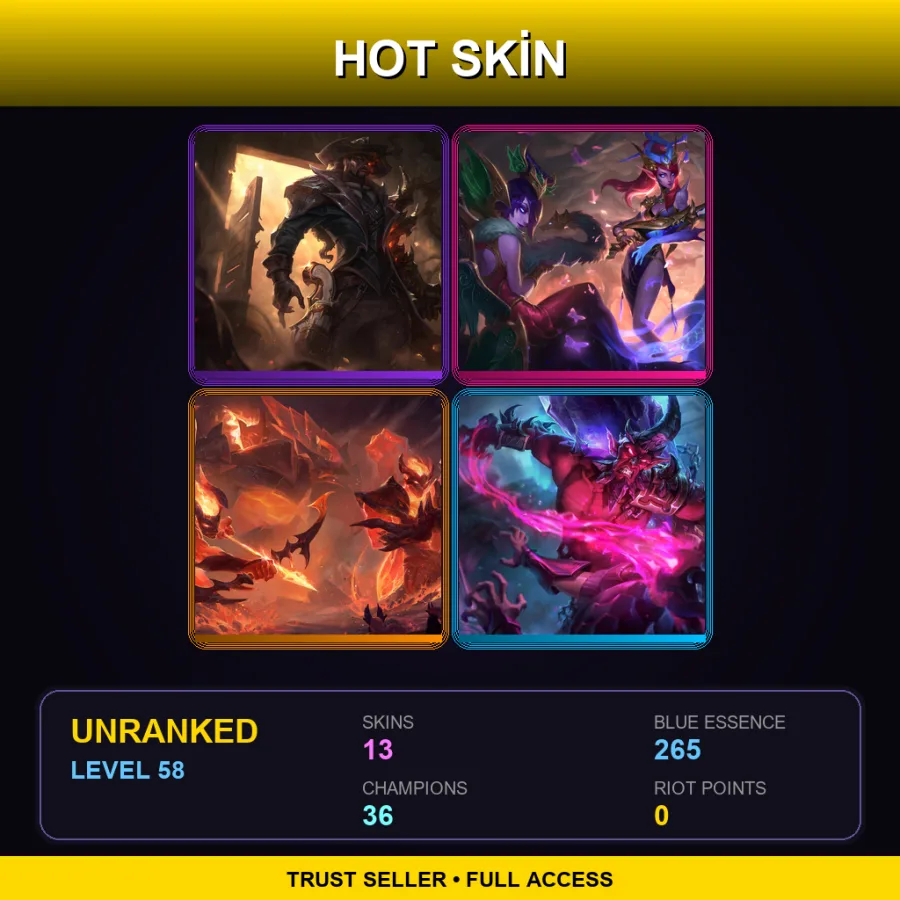 LAN | Lv58 | Unranked | 13 Skin | 36 Champ