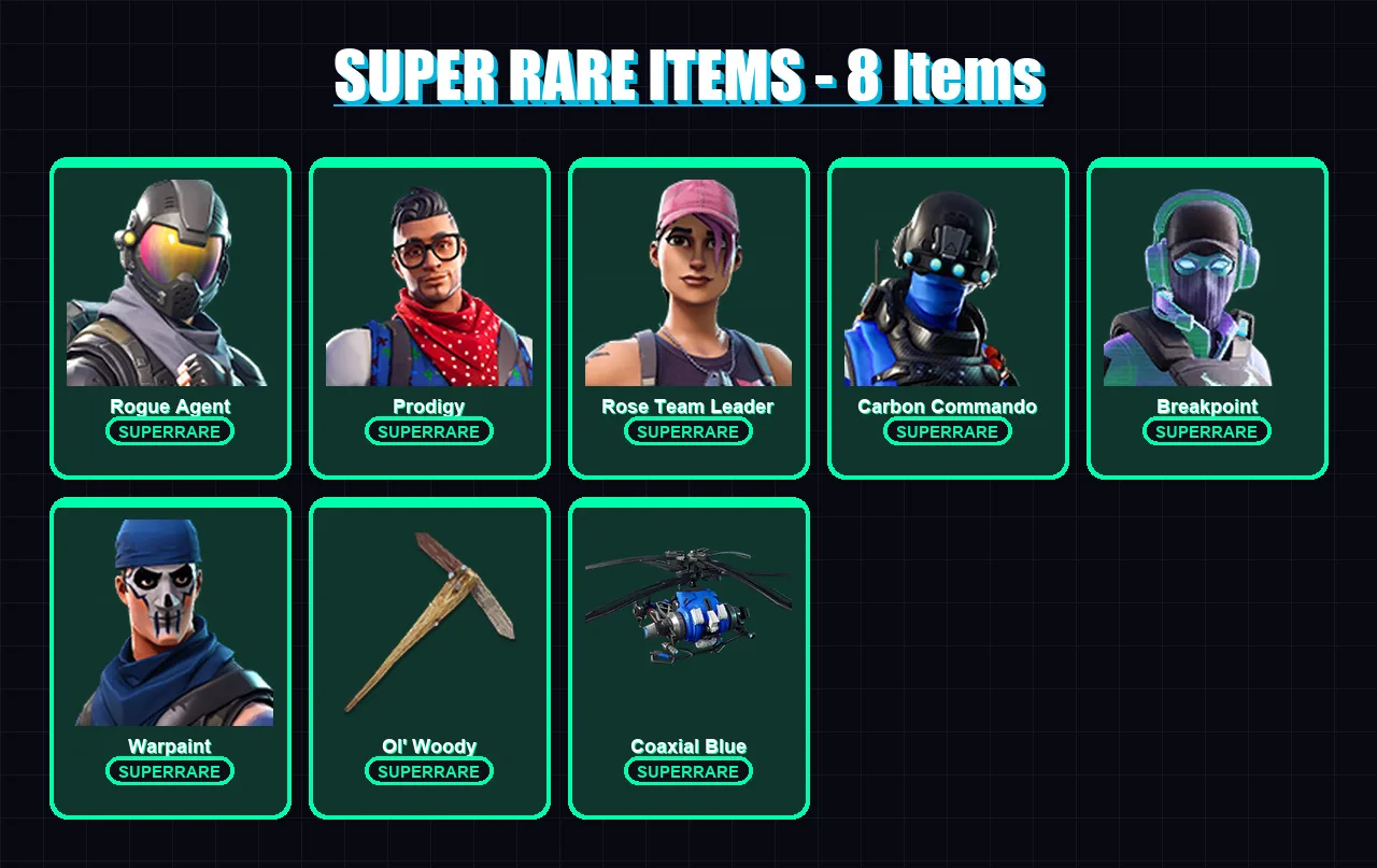 [PC/XBOX] | Rogue Agent | Prodigy | Rose Team Leader | Carbon Commando | Breakpoint | 45 skin | 40 pickaxe | 29 emote | 32 glider | Lv269
