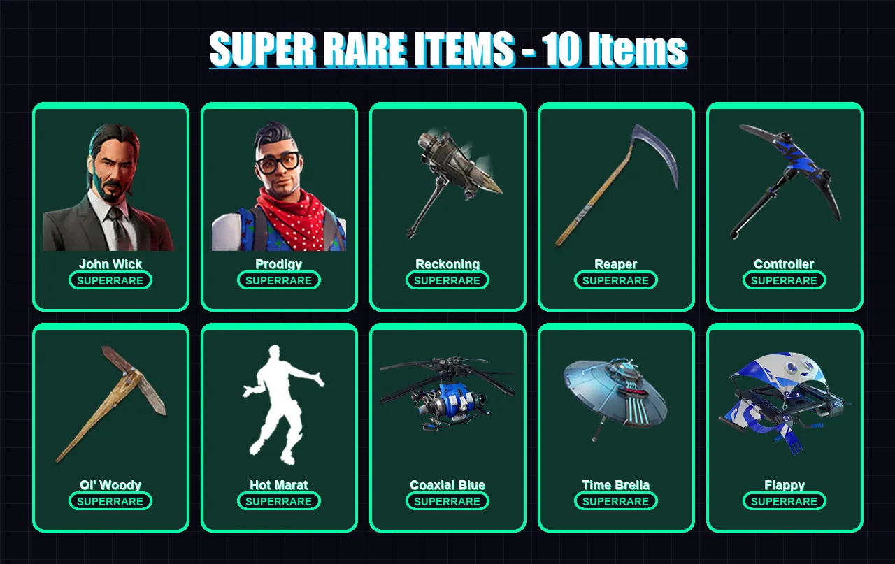 [PC/XBOX] | John Wick | Prodigy | Drift | Optimus Prime | Fallen Love Ranger | 210 skin | 234 pickaxe | 174 emote | 199 glider | Lv2865