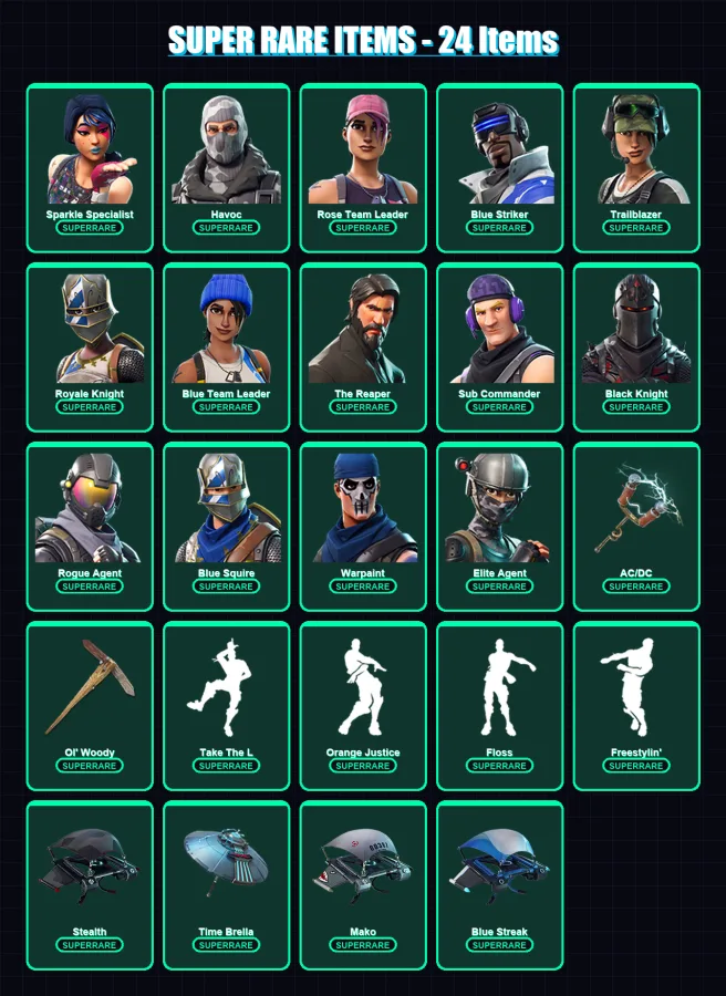 [PC/XBOX/PSN] | Sparkle Specialist | Havoc | Rose Team Leader | Blue Striker | Trailblazer | 43 skin | 42 pickaxe | 30 emote | 39 glider | Lv605