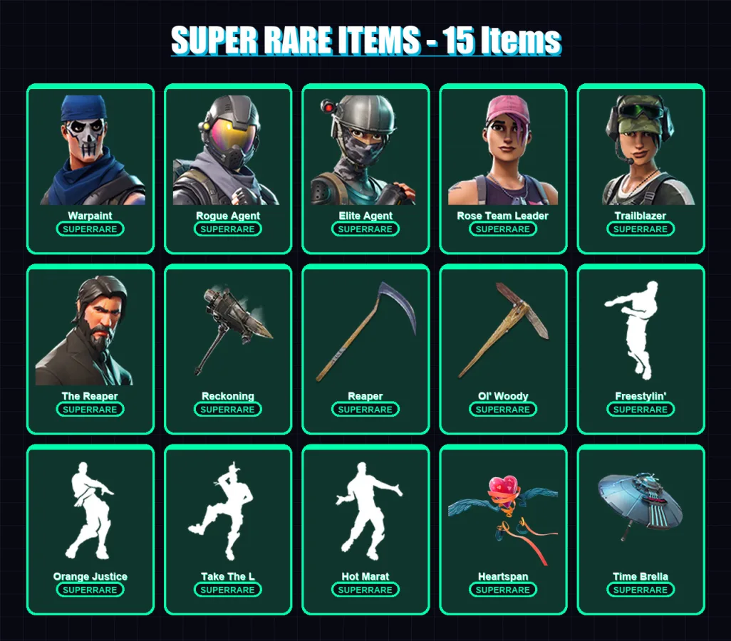 [PC/XBOX/PSN] | Warpaint | Rogue Agent | Elite Agent | Rose Team Leader | Trailblazer | 192 skin | 205 pickaxe | 165 emote | 194 glider | Lv2791