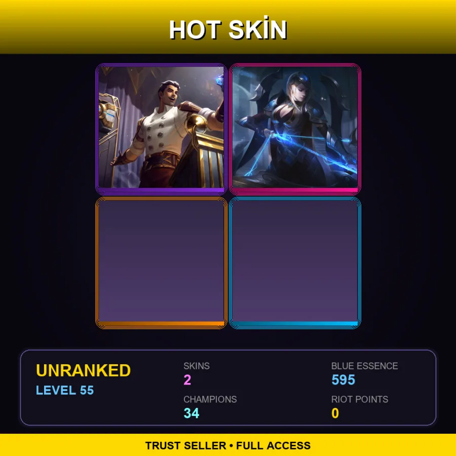 LAN | Lv55 | Unranked | 2 Skin | 34 Champ