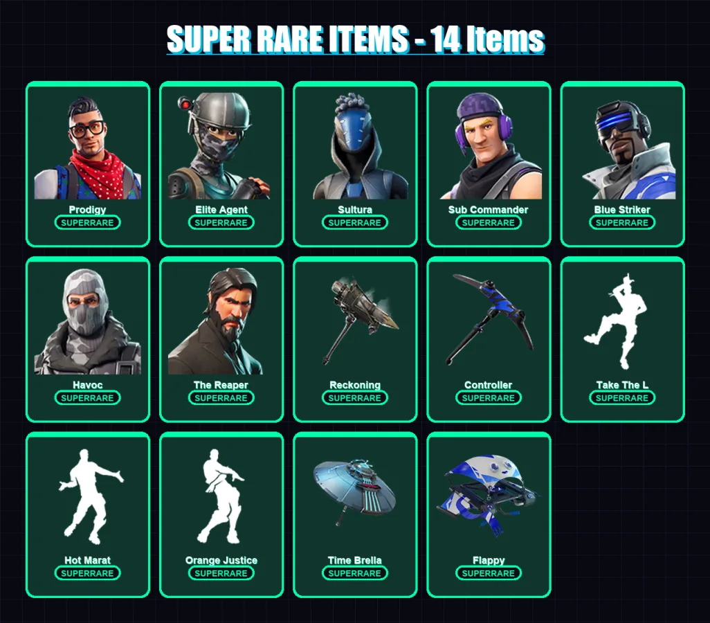 [PS4/PS5/XBOX/PC] | Prodigy | Elite Agent | Sultura | Sub Commander | Blue Striker | 67 skin | 53 pickaxe | 56 emote | 58 glider | Lv715