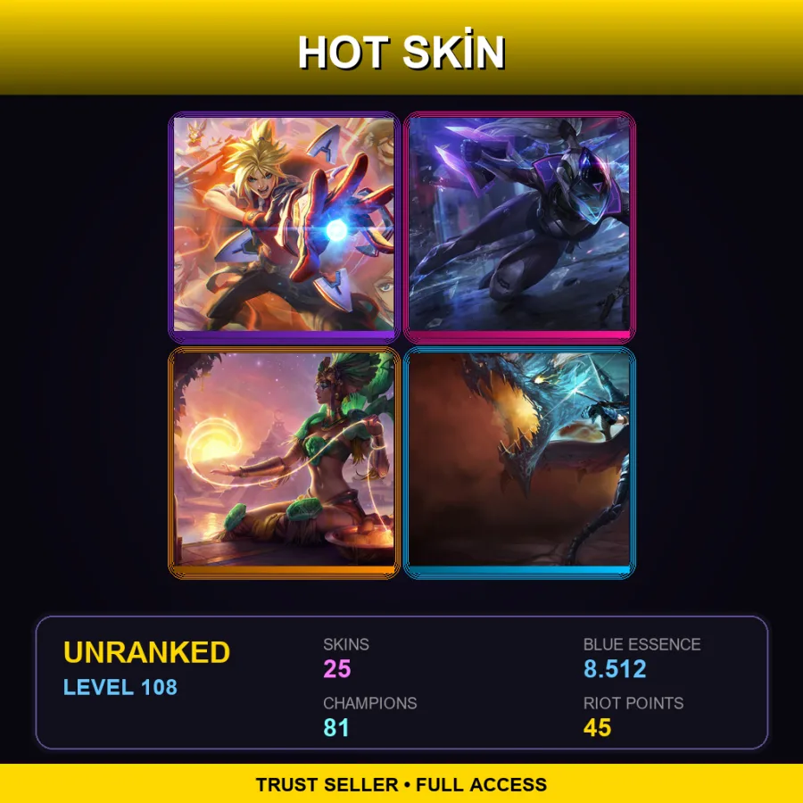 LAS | Lv108 | Unranked | 25 Skin | 81 Champ