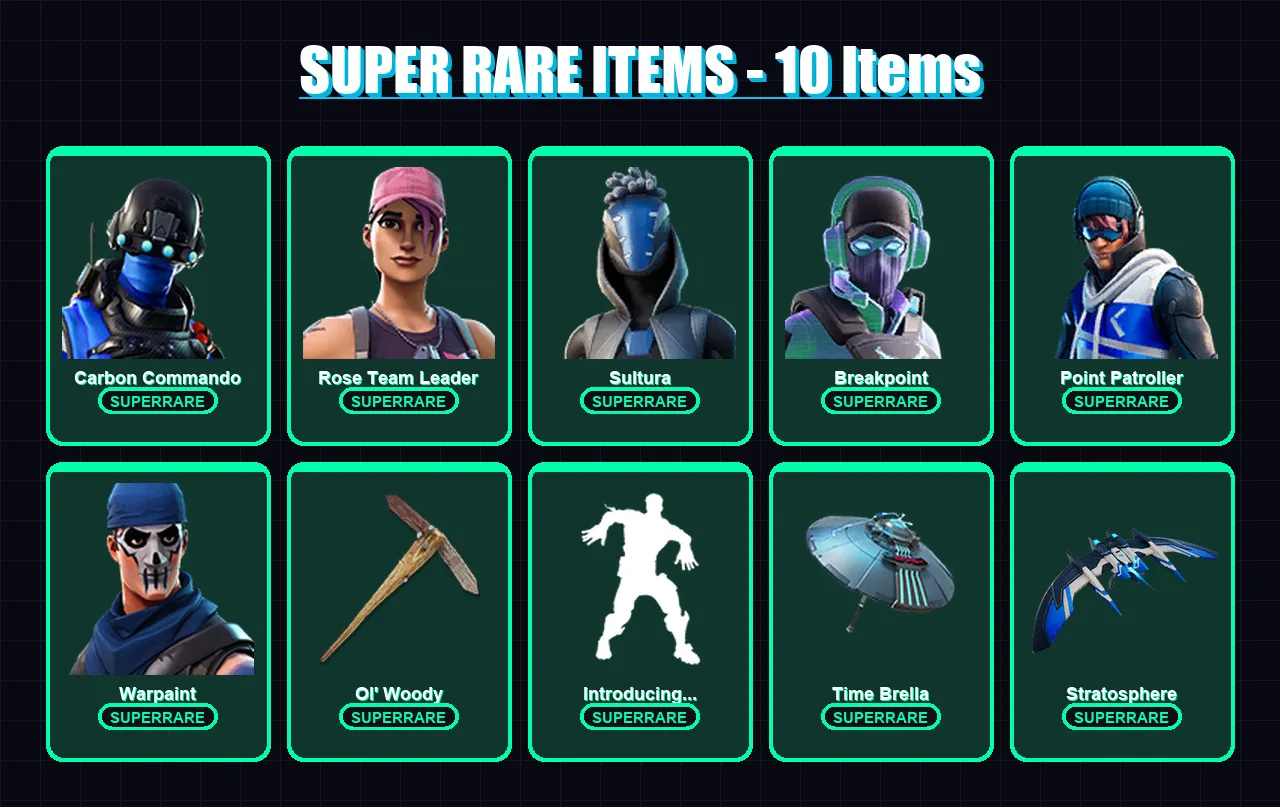 [PC/XBOX] | Carbon Commando | Rose Team Leader | Sultura | Breakpoint | Point Patroller | 42 skin | 56 pickaxe | 61 emote | 56 glider | Lv701